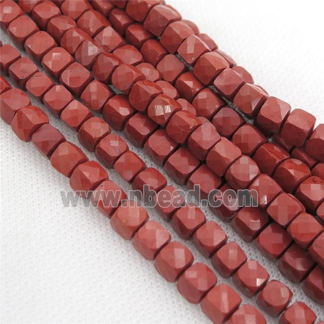 red Jasper Beads, faceted cube