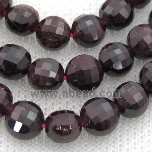 Garnet Beads, faceted coin