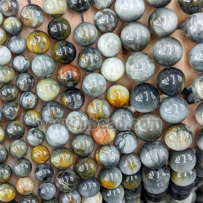 Natural Hawkeye Stone Beads Smooth Round B-Grade
