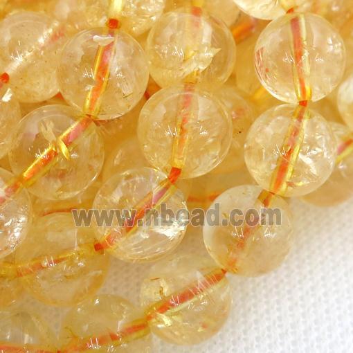 round Citrine Beads, yellow treated