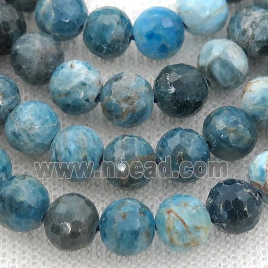 blue Apatite Beads, faceted round