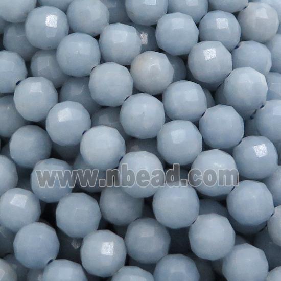 blue Angelite Beads, faceted round