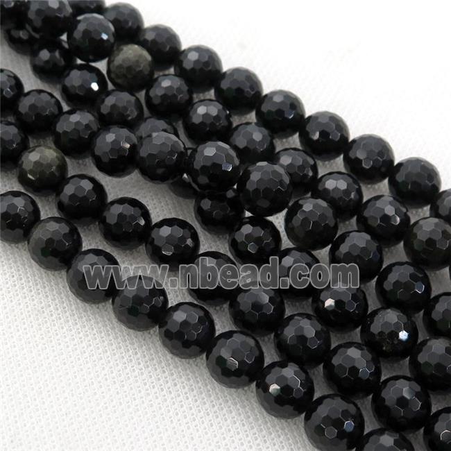 black Obsidian Beads, faceted round