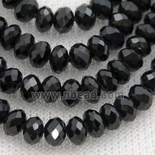 Black Spinel Beads, faceted rondelle