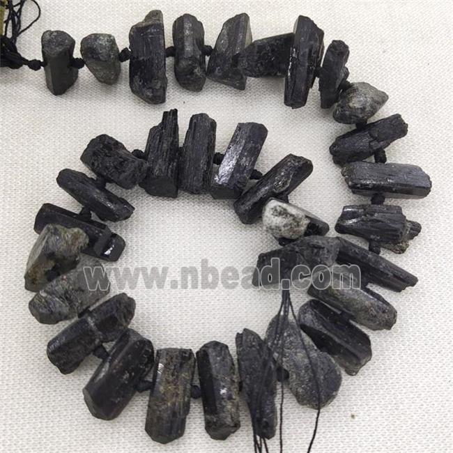 black Tourmaline Beads, freeform