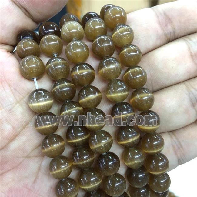 coffee round Cats Eye Stone Beads