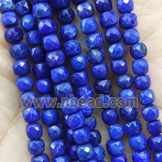 blue Lapis Lazuli Beads, faceted cube