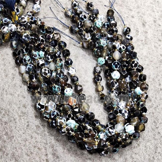 Natural Agate Beads Green Dye Cut Round