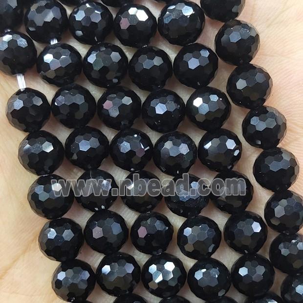Black Onyx Agate Beads Faceted Round
