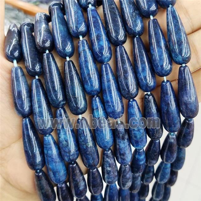 Natural Blue Apatite Beads Smooth Teardrop