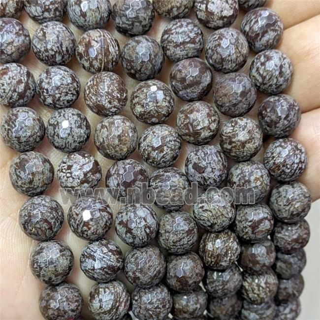 Natural Red Snowflake Jasper Beads Faceted Round