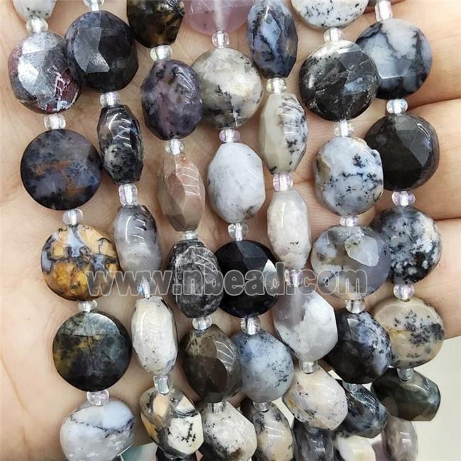 Natural Moss Opal Beads Faceted Circle