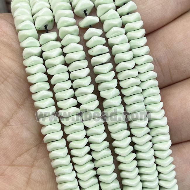 Lt.green Oxidative Agate Heishi Spacer Beads Faceted