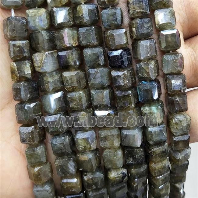 Natural Labradorite Beads Faceted Cube