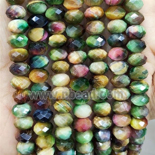 Tiger Eye Stone Beads Multicolor Faceted Rondelle