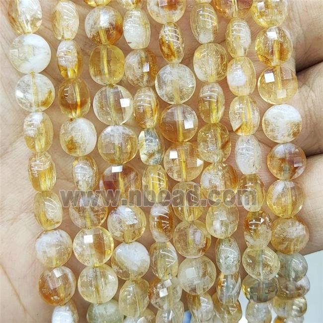 Natural Citrine Beads Yellow Faceted Circle