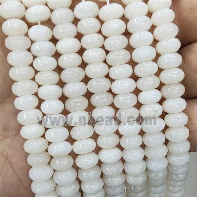 Jade Beads Beige Dye Smooth Rondelle