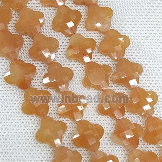 Natural Red Aventurine Clover Beads Faceted