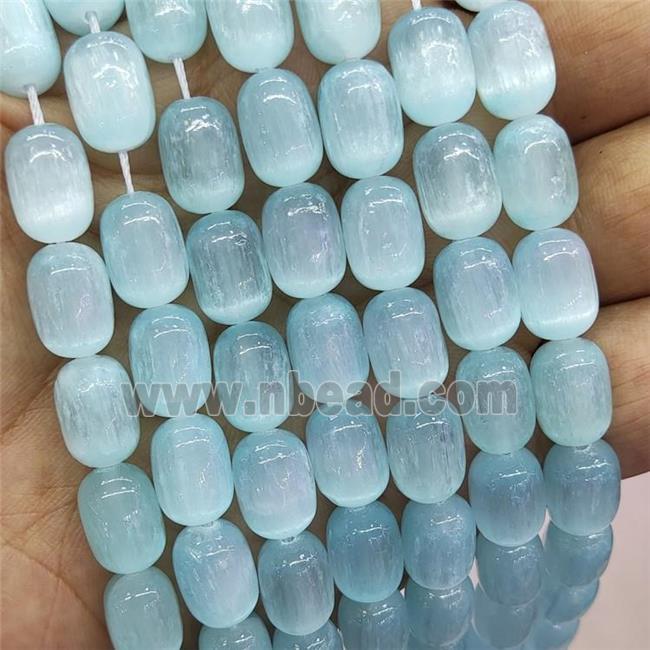 Teal Selenite Barrel Beads