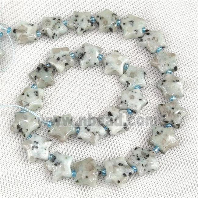 Natural Kiwi Jasper Star Beads