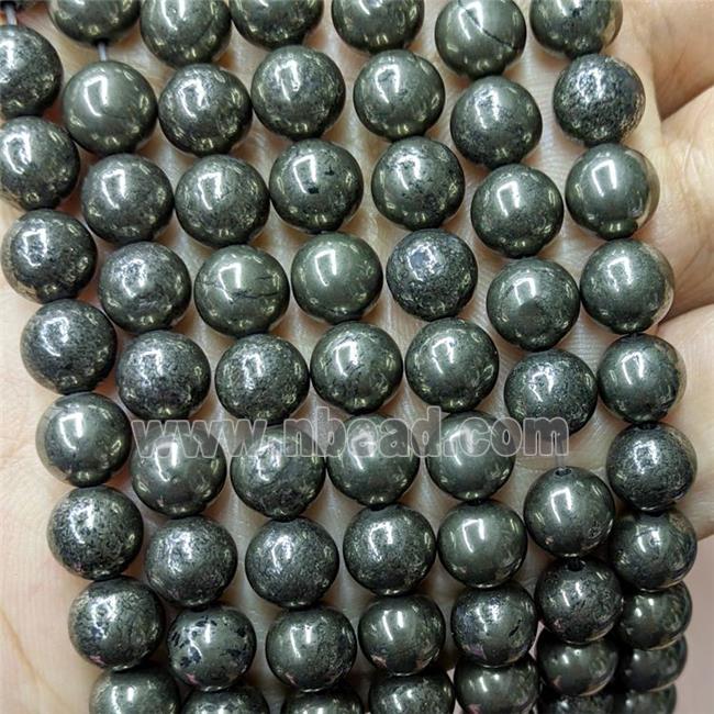 Natural Pyrite Beads Smooth Round