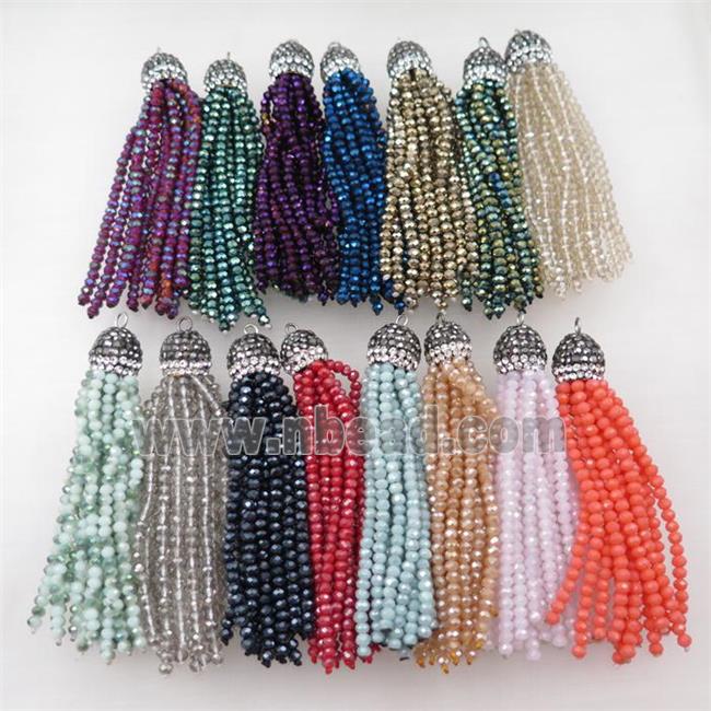 Tassel pendant with crystal glass, mixed