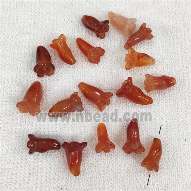 Red Carnelian Flower Beads Carved