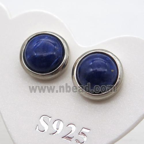925 Sterling Silver Stud Earring with Lapis Lazuli