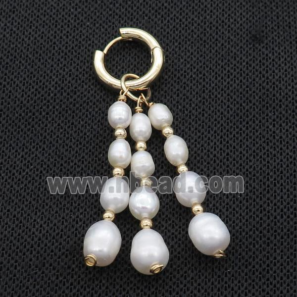 White Pearl Copper Hoop Earring Gold Plated
