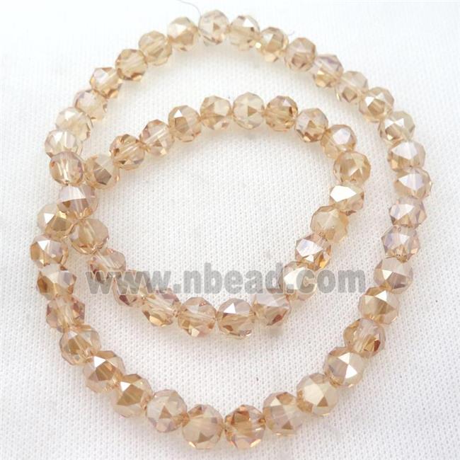 gold champagne Crystal Glass Beads, faceted round