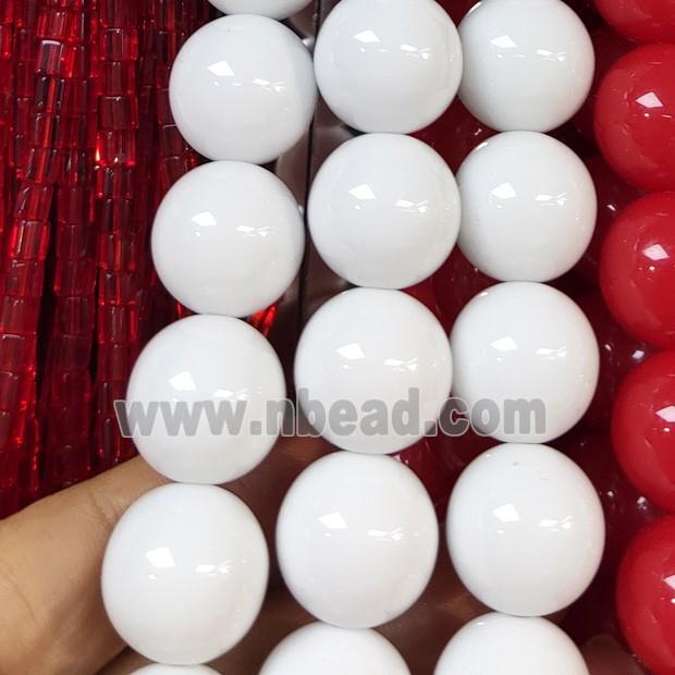 White Resin Beads Smooth Round