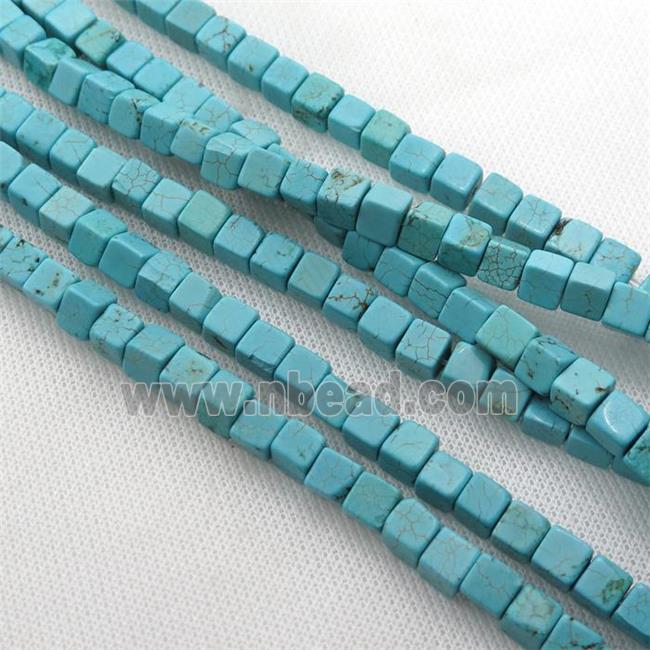 blue Magnesite Turquoise cube beads