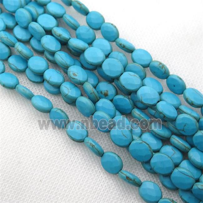 blue Magnesite Turquoise beads, faceted oval