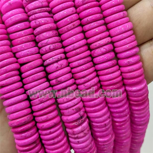 Natural Magnesite Turquoise Heishi Beads Hotpink Dye
