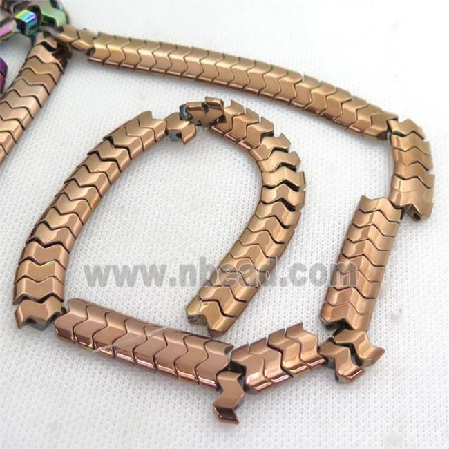 brown Hematite wave Beads with 2holes