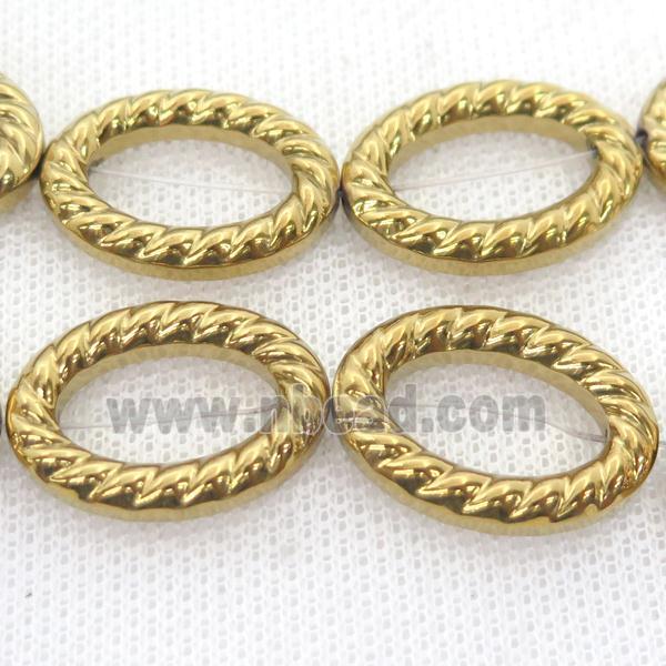 Hematite oval beads, gold plated