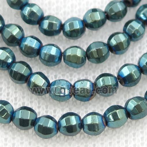 Hematite lantern beads, green electroplated
