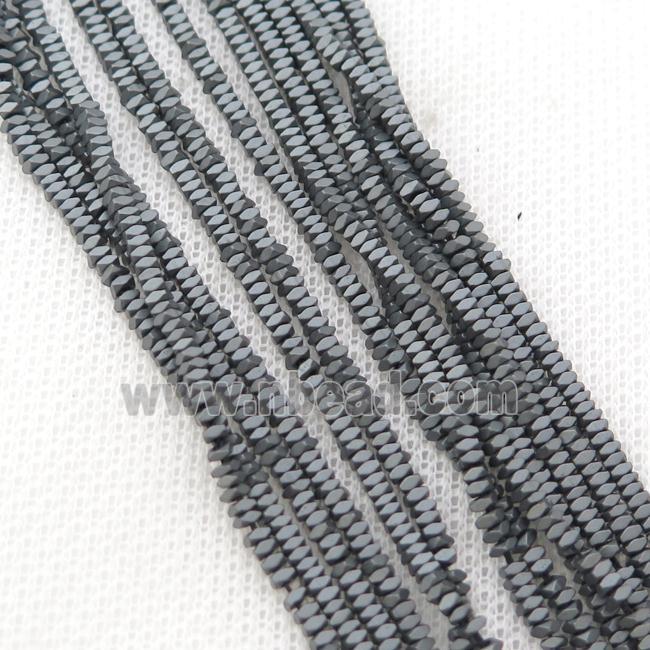 Black Hematite Spacer Beads Faceted Square Matte