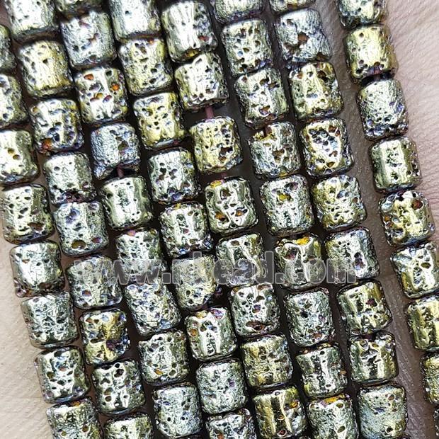 Hematite Tube Beads Green Electroplated