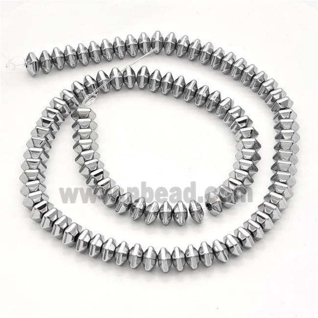 Hematite Beads Hexagon Platinum Plated