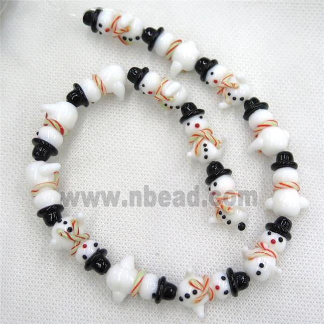 Lampwork glass snowman beads