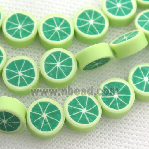 Polymer Clay Fimo lemon Beads, green