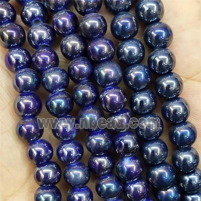 Darkpurple Porcelain Beads Smooth Round