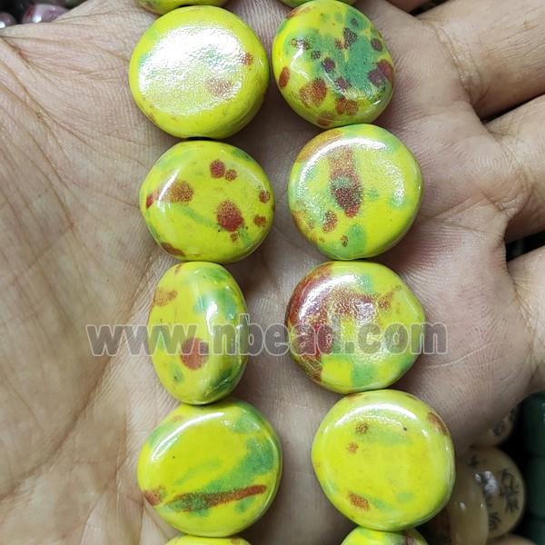 Yellow Porcelain Circle Beads