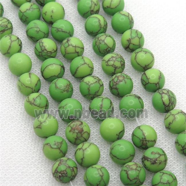 green Assembled Turquoise beads, matte, round