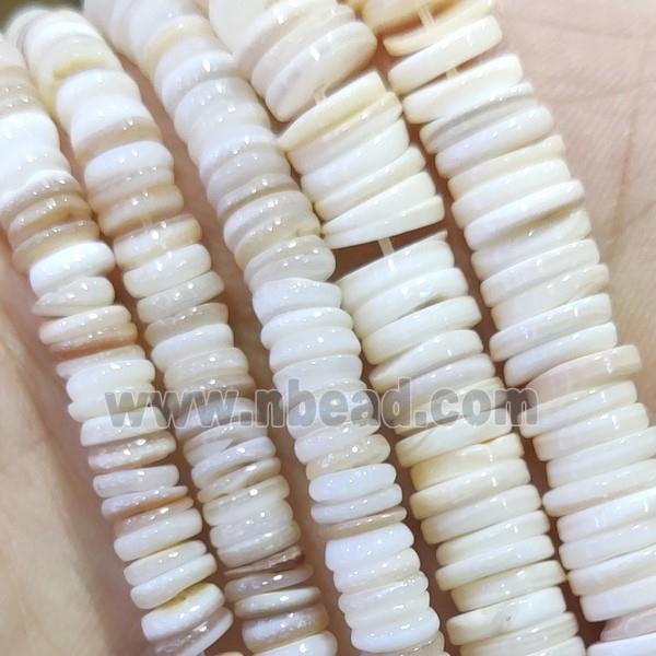 Freshwater Shell Heishi Spacer Beads Natural White