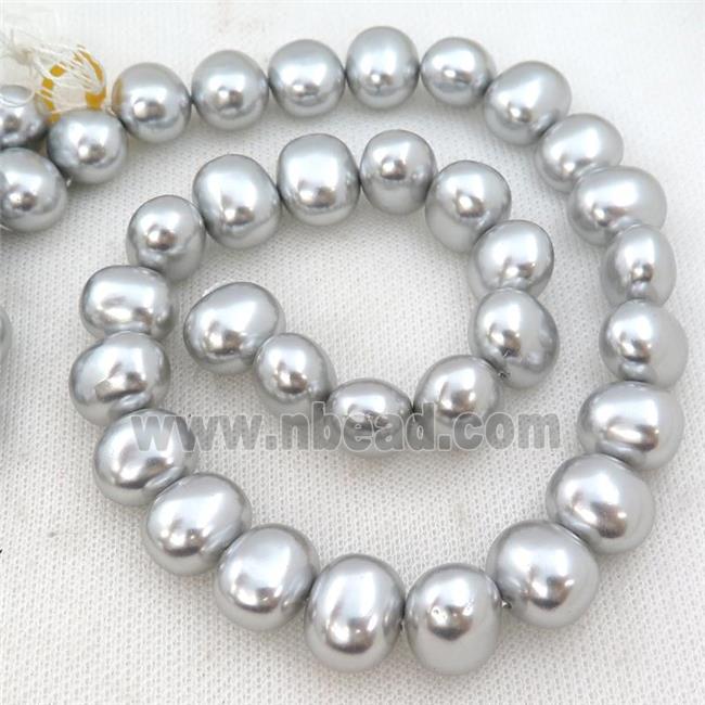 gray Pearlized Shell potato Beads