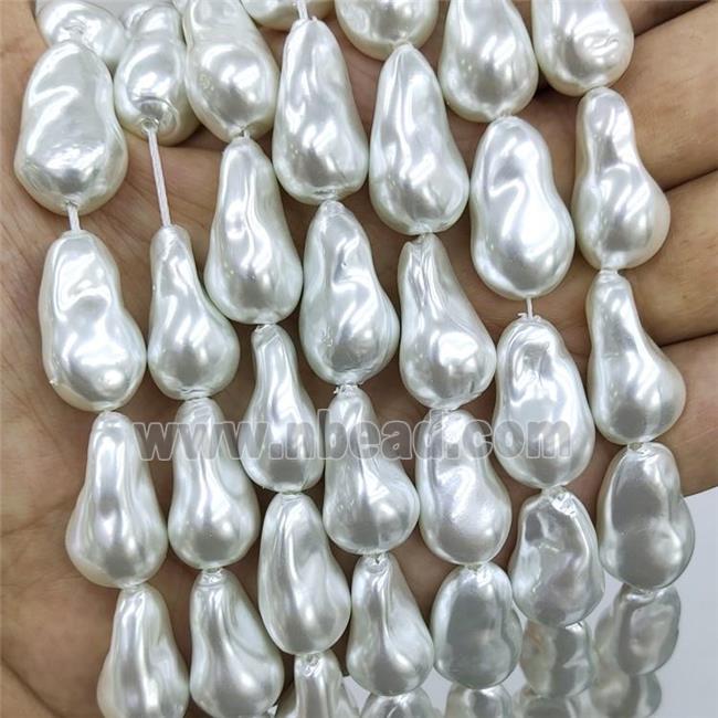 Baroque Style White Pearlized Shell Beads Freeform