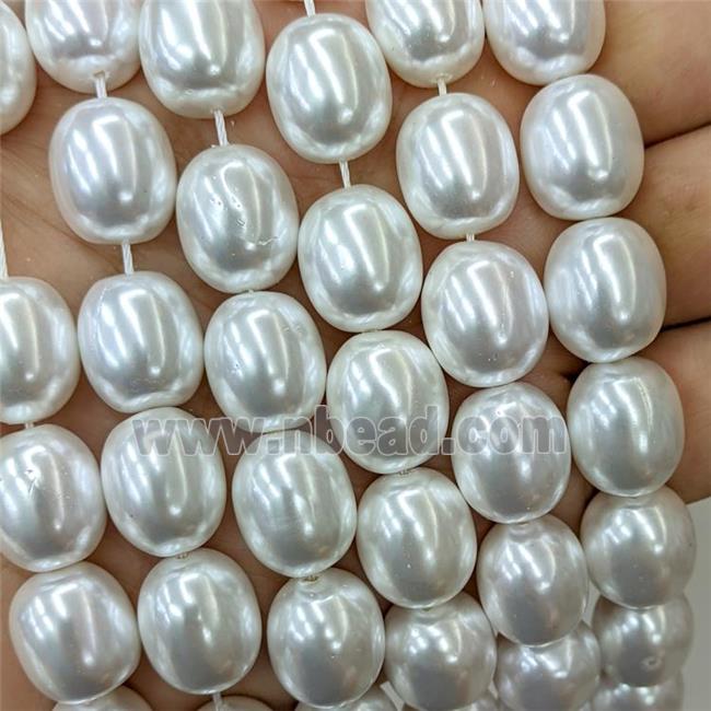 Baroque Style Pearlized Shell Beads Barrel White