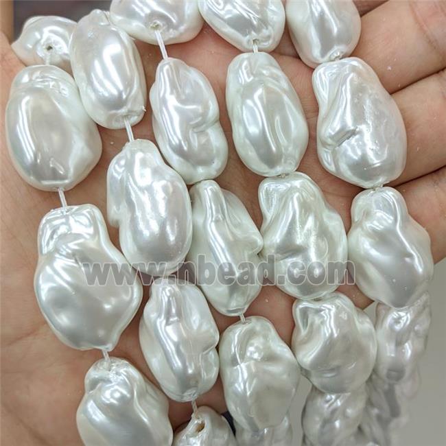 Baroque Style White Pearlized Shell Beads Freeform